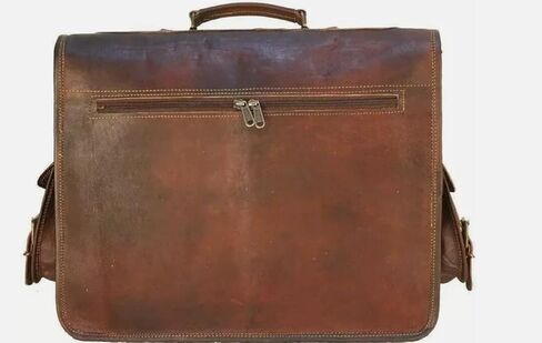 حقيبة RAJERIYA جلدية للرجال، كمبيوتر محمول مقاس 18 بوصة، حقيبة كتف جلدية عتيقة مصنوعة يدويًا، حقيبة عمل محببة بالكامل للمكتب/العمل/السفر. in Kuwait