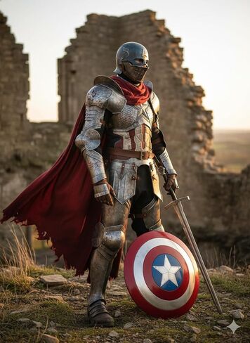 AnNafi® Captain Shield Medieval Knight Cosplay Shield with Metal Handle | LARP Prop, Movie Prop Replica, Halloween Costume for Christmas & Thanksgiving Gift in Saudi Arabia