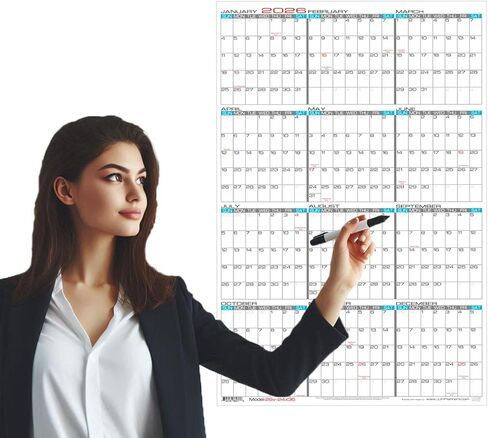 2027 Paper - 24" X 36" Large Erasable Wall Calendar - Vertical 12 Month Yearly Annual Planner in Saudi Arabia