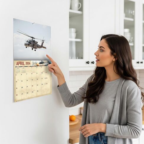 تقويم حائط طائرات الهليكوبتر العسكرية لعام 2026 مقاس 16 شهرًا مقاس كبير جدًا 14 × 22، تقويم طائرات الهليكوبتر في زمن الحرب من شركة KING-Monster Calendars in Kuwait