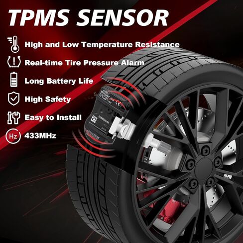 Pre-Programmed Tire Pressure Monitoring Sensor 433MHz TPMS Sensor Compatible with Jeep 2021-2024 Grand Cherokee Gladiator Wrangler, for Maserati Grecale 4PCS Replace 68339096AB 68339096AA in Kuwait