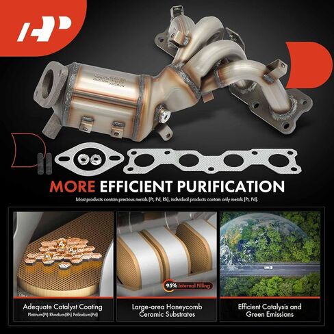 مجموعة المحول الحفاز لمشعب العادم الأمامي A-Premium متوافقة مباشرة مع Hyundai Sonata 2006-2008 وKia Optima 2006-2008، Rondo 2007-2008، 2.4L، متوافق مع EPA، استبدال # 2851025450 in Saudi Arabia
