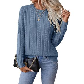 سترة نسائية SMENG متماسكة بأكمام طويلة ورقبة دائرية خفيفة الوزن، ملابس كلاسيكية كاجوال in Kuwait