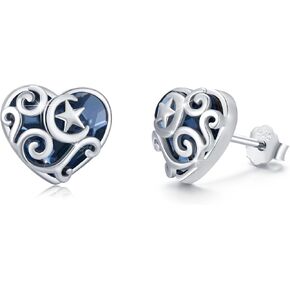 925 Sterling Silver Stud Earrings Sunflower/Flower/Sun Moon Star/Heart/Mushroom/Celtic Knot/Santa Claus Crystal/Opal/Moonstone/Pearl Earrings Irish Jewelry Gifts for Birthday Christmas in Saudi Arabia