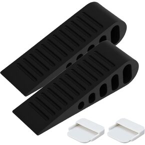 2 Pack Door Stoppers Heavy Duty, Rubber Door Stop Tall up to 1.1 Inch, Large Door Wedge Stopper for Bottom of Door, Suitable for Home Office School, Black in Kuwait