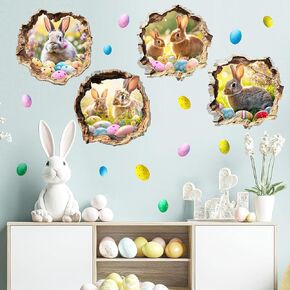 ملصقات حائط على شكل أرنب عيد الفصح، ملصقات عيد الفصح المضحكة لتزيين الحائط في عيد الفصح، ملصقات حائط على شكل فتحة شجرة أرنب الربيع، ملصقات جدارية على شكل بيضة عيد الفصح، لوازم حفلات عيد الفصح السعيدة، ديكور in Kuwait
