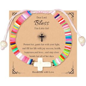 Baptism Gifts Cross Bracelet for Teen Girl, First Communion Confirmation Bless Gifts for Teenage Girls Boys, Kindergarten Preschool Graduation Christening Gift for Daughter Granddaughter Godchild in Saudi Arabia