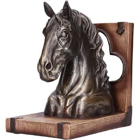 نهايات الخيول المزخرفة، زخرفة منحوتة رأس الحصان متعددة الوظائف، حامل كتب الحصان من الراتنجات للأرفف، ديكور المنزل، ديكور سطح المكتب (BS20900 حصان برونزي (مفرد)) in Kuwait