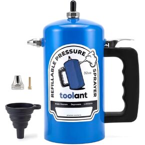 بخاخ مضغوط قابل لإعادة الملء من تولانت، علبة فولاذية، بطانة مقاومة للصدأ، صمام إبرة مقاوم للتسرب، فوهات مزدوجة 1.0/0.6 مم، يتضمن قمع، 200 رطل لكل بوصة كحد أقصى، لتنظيف الفرامل والمذيبات، أحمر in Kuwait