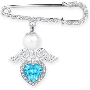 Something Blue Gift for Bride – Angel Pin with Pearl & Blue Heart Charm, Bridal Bouquet Charm for Wedding Day, Bride to Be Gift, Bridal Shower & Bachelorette Present in Saudi Arabia