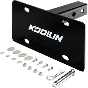 حامل لوحة ترخيص وصلة المقطورة عالي التحمل من Kodilin لجهاز استقبال وصلة 2 بوصة، مناسب عالمي للشاحنات وسيارات الدفع الرباعي ومركبات RV والمركبات على الطرق الوعرة، ودعامة فولاذية سوداء مقاومة للصدأ، تتضمن أجهزة التثبيت in Kuwait