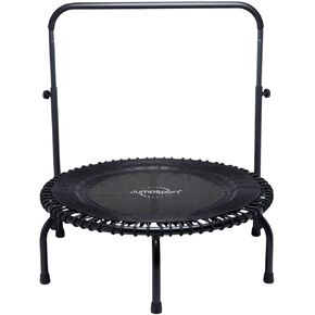 JumSport 350i 39 بوصة ترامبولين للياقة البدنية وحزمة شريط المقبض، 30 حبل بنجي قابل للتعديل، أرجل مقوسة ثابتة بدون أطراف، وبث تجريبي لمدة 60 يومًا للفيديو وأقراص DVD in Kuwait