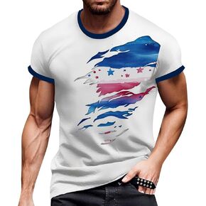 WENKOMG1 Men's Summer T Shirt 4th of July Flag Graphic Print USA Patriotic Tee Tops, S-2XL in Kuwait