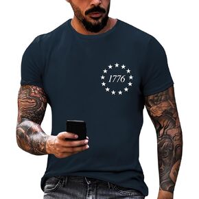 WENKOMG1 Men's 4th of July Tshirt Short Sleeve Novelty Graphic Print T-Shirts Casual Athletic Workout Tee Tops, M-3XL in Kuwait