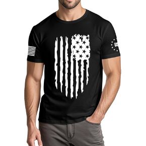 WENKOMG1 Men's 4th of July T Shirt USA Flag Print Shirt Independence Day Patriotic Athletic Workout Tee Tops, M-3XL in Kuwait