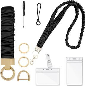 حبل ربطة عنق لبطاقة الهوية/المفاتيح (عبوة من قطعتين) - ربطة عنق للمعلم مع مشبك إغلاق | سوار معصم قابل للتمدد، حلقة على شكل حرف D، مدرس حبل ربطة عنق للجنسين للرجال والنساء ومفاتيح السيارة in Kuwait