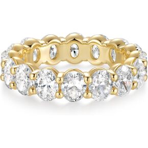 ASHINE 14K Gold Plated Rings | Oval Cut Cubic Zirconia Eternity Band Ring for Women | 5.3mm Stackable Ring for Daily & Engagement in Kuwait