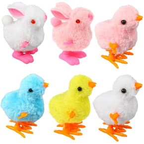 FOIMAS Easter Wind Up Toys,12 Pack Plush Bunny Chick Jumping Toy for Kids Easter Basket Stuffers Party Favor Supply in Saudi Arabia