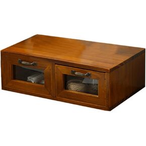 TEHAUX Vintage Wooden Monitor Stand with Dual Desktop Storage Organizer for Office and Home Ergonomic Computer Riser Box with Multi Function Storage for Stationery Cosmetics and Sundries in Kuwait