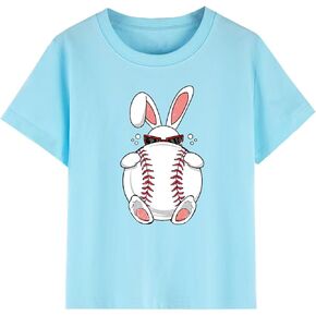قمصان عيد الفصح للأطفال الصغار، قمصان بيسبول، تيشيرتات قطنية بأكمام قصيرة، 2-10 سنوات in Kuwait
