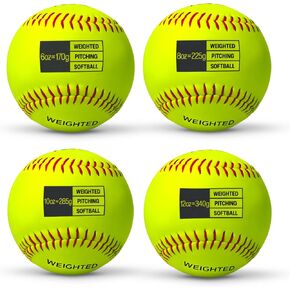 Weighted Practice Softballs for Throwing, Set of 4, 6oz to 12oz, Help Increase Pitch Velocity in Kuwait