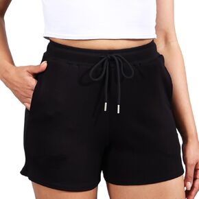 شورت نسائي فضفاض من Tulucky بخصر عالٍ من القطن المخيط كاجوال رياضي برباط in Kuwait