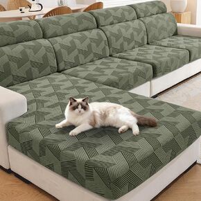 أغطية وسائد الأريكة القابلة للتمدد من JIVINER، غطاء وسادة هندسي للكرسي ذو المقعد المحبوب ووسادة مقعد الأريكة وواقي الأثاث مع قاعدة مرنة وحزام مانع للانزلاق (3 قطع أغطية مقاعد، رمادي داكن) in Kuwait