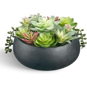 6 Inch Artificial Succulent Plant in White Ceramic Pot - Realistic Fake Succulent for Home Office Desk Bathroom Decor Coffee Table Decor in Saudi Arabia