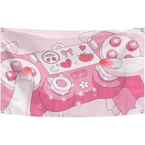Pink Gaming Flag 3×5 FT Banner Funny Tapestry with Four Grommets For Room Teen Girls Indoor Outdoor Party Bedroom And College Dorm Decor in Saudi Arabia