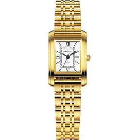 NBONAL Women's Vintage Rectangle Watch, Gold Stainless Steel Band, White Roman Dial, Small Size, Water Resistant in Kuwait