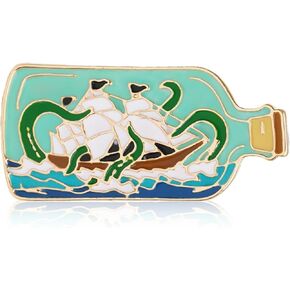 دبابيس المينا دبابيس السفينة في زجاجة مهاجمة من قبل وحش البحر المينا دبوس طية صدر السترة بارد القراصنة سترايك دبوس المحيط دبابيس المينا لهواة جمع الحياكة الملحقات in Kuwait