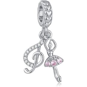TCHYUN Music Note and Ballet Dancer Dangle Charm Birthstone Bead Compatible with Pandora Bracelet Graduation Women in Kuwait