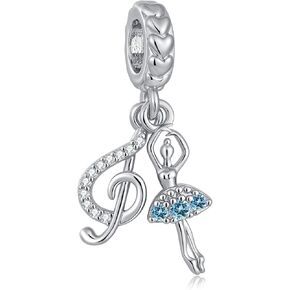 TCHYUN Music Note and Ballet Dancer Dangle Charm Birthstone Bead Compatible with Pandora Bracelet Graduation Women in Saudi Arabia