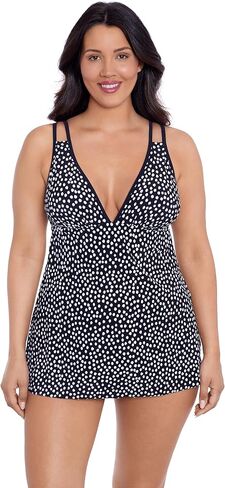 Womens Built-in Tummy Control Tracey Swimdress with Adjustable Side Tie, Funfetti, 18 in Saudi Arabia