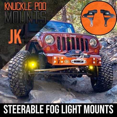 Gatekeeper Off-Road JK Steerable Knuckle Pod Light Mounts Fits 07-18 Wrangler Dana 30/44 Axles (Without Lights) in Saudi Arabia