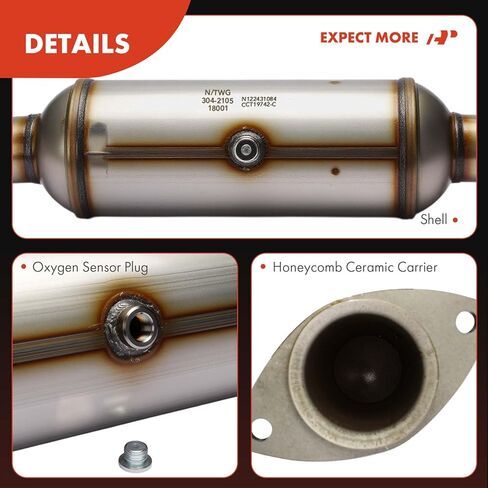 مجموعة المحول الحفاز المركزي A-Premium متوافقة مباشرة مع Ford F-450 Super Duty 2011-2016، F-550 Super Duty 2011-2016، 6.8L، E.P.A. متوافق in Saudi Arabia