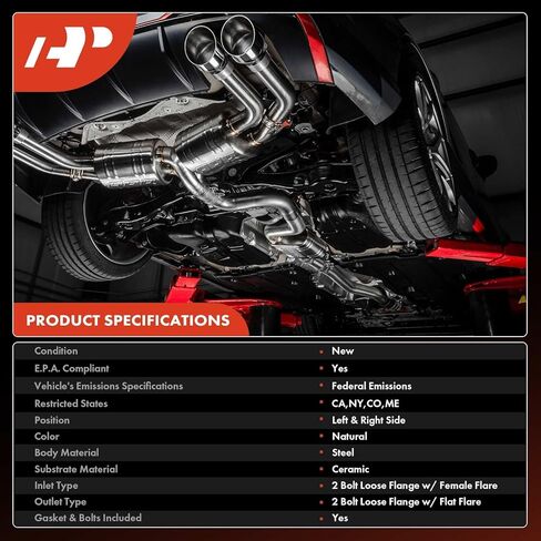 محول حفاز A-Premium مكون من قطعتين مع مجموعة حشية متوافقة مباشرة مع - 1996-2002 - Ford Crown Victoria & Lincoln Town Car & Mercury Grand Marquis، 4.6L، E.P.A. متوافق in Saudi Arabia