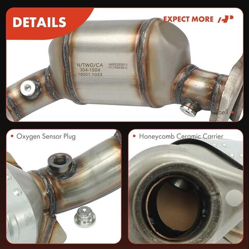 محول حفاز A-Premium مكون من قطعتين مع مجموعة حشية متوافقة مباشرة مع - 1996-2002 - Ford Crown Victoria & Lincoln Town Car & Mercury Grand Marquis، 4.6L، E.P.A. متوافق in Saudi Arabia