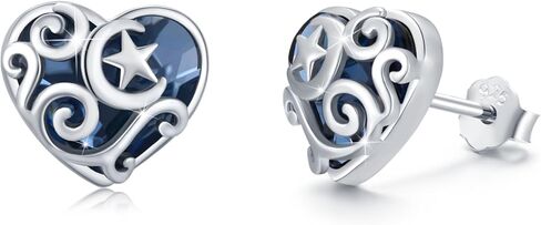 925 Sterling Silver Stud Earrings Sunflower/Flower/Sun Moon Star/Heart/Mushroom/Celtic Knot/Santa Claus Crystal/Opal/Moonstone/Pearl Earrings Irish Jewelry Gifts for Birthday Christmas in Saudi Arabia