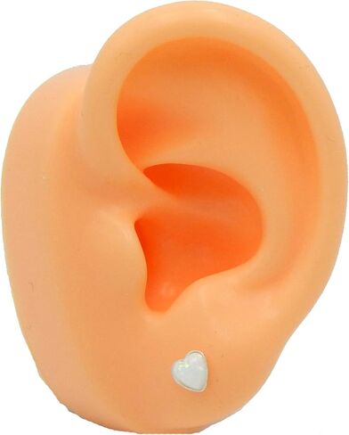 925 Sterling Silver 6mm White Fire Snow Opal Heart Little Dainty Small Stud Earrings 27458 in Saudi Arabia