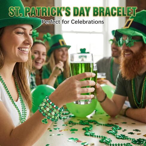 NextArt St. Patrick’s Day Bracelets for Women,Lucky Leaf Shamrock Charm Beaded Stackable Stretch Bracelet St Patricks Day Outfits Accessories Party Favors Green Irish Holiday Jewelry Gifts in Saudi Arabia