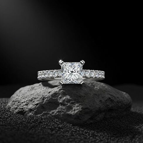 2 Carat Princess Cut Moissanite Engagement Ring for Women 925 Sterling Silver 18K Gold Plated Promise Ring Anniversary Jewelry Gift for Her(VVS1 D Color) in Saudi Arabia