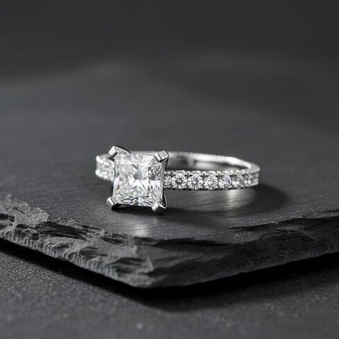 2 Carat Princess Cut Moissanite Engagement Ring for Women 925 Sterling Silver 18K Gold Plated Promise Ring Anniversary Jewelry Gift for Her(VVS1 D Color) in Saudi Arabia