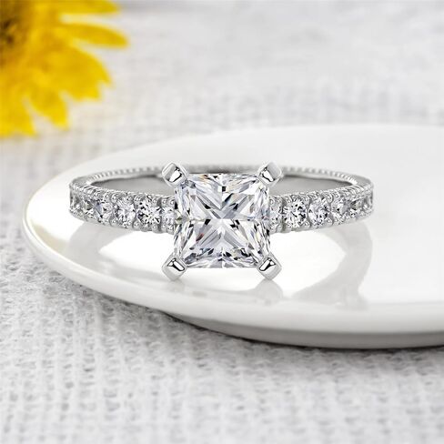 2 Carat Princess Cut Moissanite Engagement Ring for Women 925 Sterling Silver 18K Gold Plated Promise Ring Anniversary Jewelry Gift for Her(VVS1 D Color) in Saudi Arabia