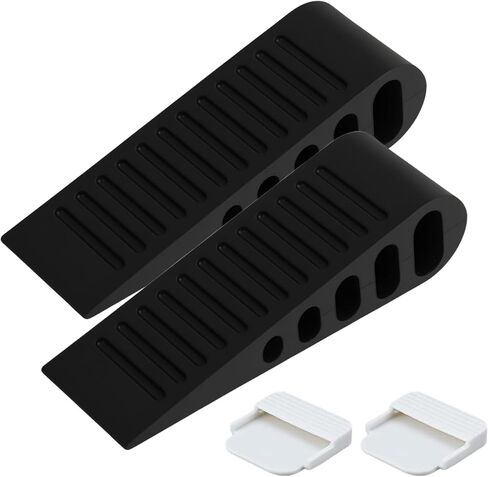 2 Pack Door Stoppers Heavy Duty, Rubber Door Stop Tall up to 1.1 Inch, Large Door Wedge Stopper for Bottom of Door, Suitable for Home Office School, Black in Kuwait