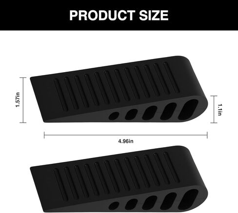 2 Pack Door Stoppers Heavy Duty, Rubber Door Stop Tall up to 1.1 Inch, Large Door Wedge Stopper for Bottom of Door, Suitable for Home Office School, Black in Kuwait