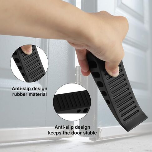 2 Pack Door Stoppers Heavy Duty, Rubber Door Stop Tall up to 1.1 Inch, Large Door Wedge Stopper for Bottom of Door, Suitable for Home Office School, Black in Kuwait