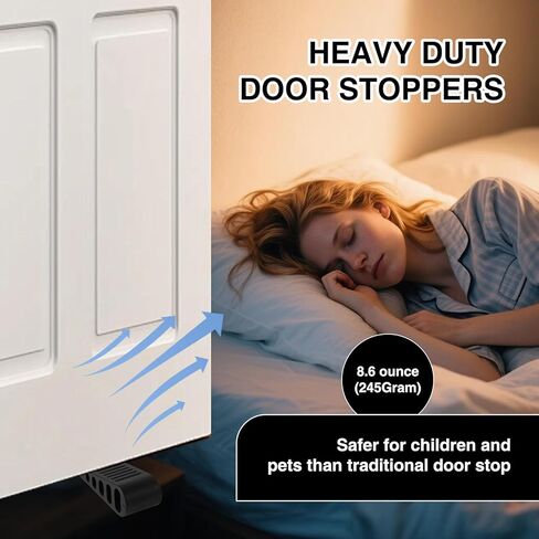 2 Pack Door Stoppers Heavy Duty, Rubber Door Stop Tall up to 1.1 Inch, Large Door Wedge Stopper for Bottom of Door, Suitable for Home Office School, Black in Kuwait