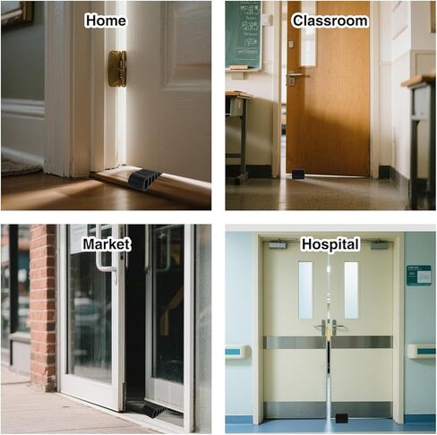 2 Pack Door Stoppers Heavy Duty, Rubber Door Stop Tall up to 1.1 Inch, Large Door Wedge Stopper for Bottom of Door, Suitable for Home Office School, Black in Kuwait