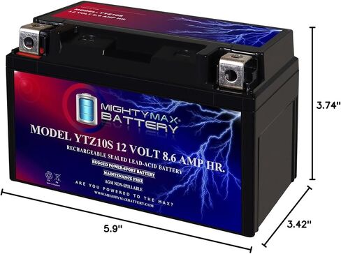 Mighty Max Battery YTZ10S 12V 8.6AH Replacement for Yamaha Raptor 350 2004-2005 in Saudi Arabia